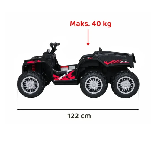 Czarny samochodzik elektryczny dla dzieci Quad Sport TX ATV - 3-osiowy.webp