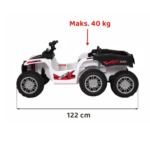 Biały samochodzik elektryczny dla dzieci Quad Sport TX ATV - 3-osiowy.webp