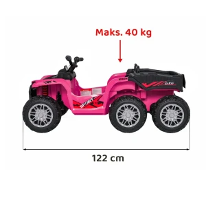 Różowy samochodzik elektryczny dla dzieci Quad Sport TX ATV - 3-osiowy.webp