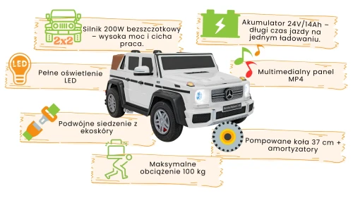 Biały  Mercedes Benz MAYBACH G650 STRONG  - infografika.webp