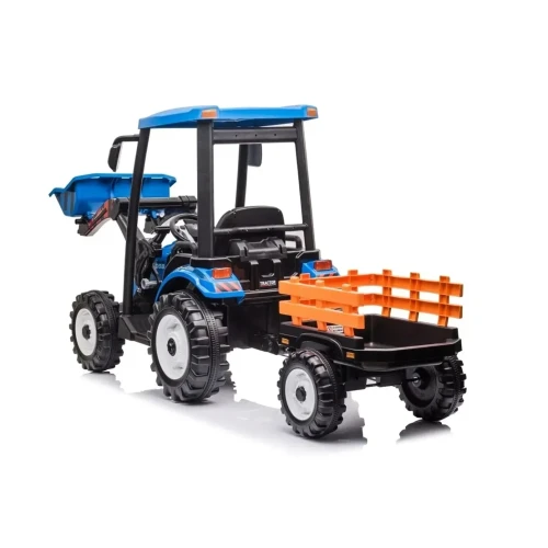 Traktorek Koparka dla Dzieci JS3158B z Ładowarką - 24V 2x200W + Przyczepka niebieski z tyłu.webp