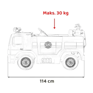 Straż pożarna dla dzieci na akumulator - wymiary i obciażenie.webp