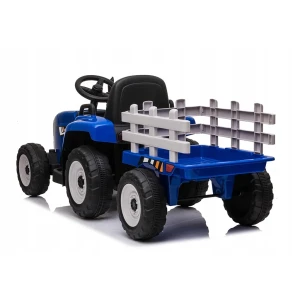Niebieski traktorek BLOW dla najmłodszych - z przyczepką - widok z tylu.webp