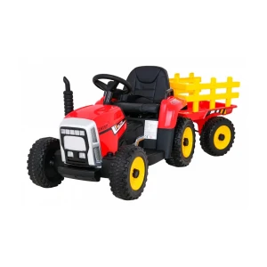 Czerwony traktorek dla dzieci na akumulator Blow z przyczepka.webp