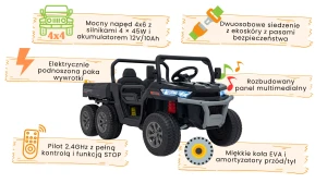 Czarne autko na akumulator dla dzieci Farmer Truck Speed 900 infografkia.webp