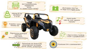 Buggy na Akumulator - UTV Racing A032 4x4 4x200W ATV - kolor żółty charakterystyka.webp