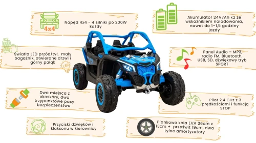 Maverick turbo RR dla dzieci - funkcje pojazdu - niebieski.webp