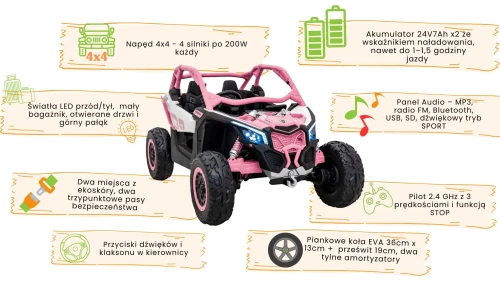 Maverick turbo RR dla dzieci - funkcje pojazdu - różowy dla dziewczynki.webp