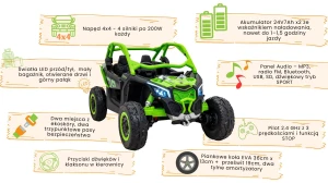 Maverick turbo RR dla dzieci - funkcje pojazdu - zielony.webp