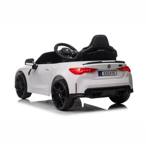 Mocne BMW M4 Dla Dzieci z Licencją 12V 14Ah, 2x45W, SX2418 - Biały - widok lewy tyl i bok.webp