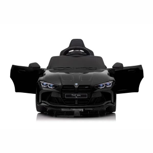 Mocne BMW M4 Dla Dzieci z Licencją 12V 14Ah, 2x45W, SX2418 - Czarny - widok z przodu z otwartymi drzwiami.webp