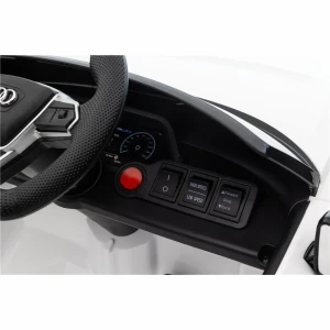 Audi RS E-Tron GT Dla Dzieci - 4x30W, 12-7Ah 4x4 QLS6888 - Kolor Biały - kierownica i przycisk start.webp