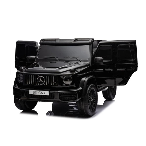 Samochód Mercedes G63 XXL 4x4 dla dzieci - czarny - lewy przód z otwartymi drzwiami.webp
