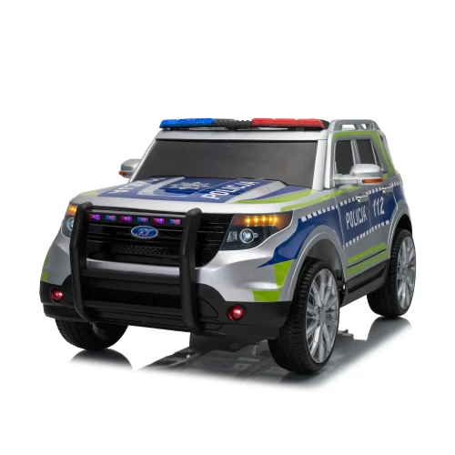 Samochód Policyjny na Akumulator 2x35W,  12V/10Ah - Polska Policja - Kogut + Megafon + Światła