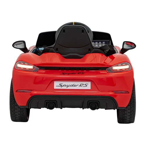 Widok z tyłu z napisem i tablicą Spyder RS – czerwone Porsche Spyder RS 718 na akumulator dla dzieci.webp