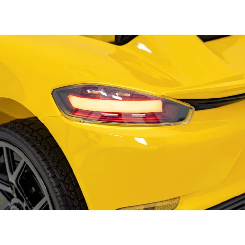 Tylna lampa LED żółtego Porsche Spyder RS 718 – efektowne oświetlenie auta elektrycznego na akumulator dla dzieci.webp