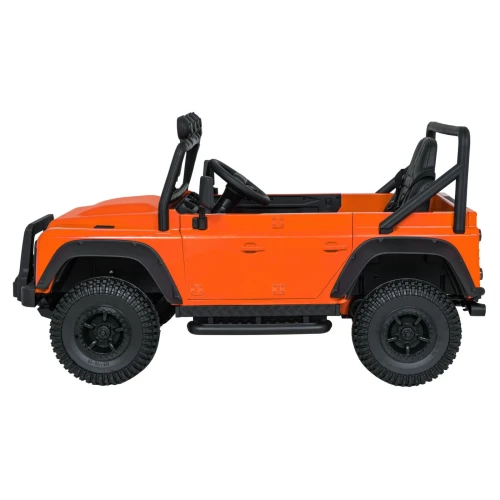 Profil boczny z progami i kołami off-road – pomarańczowy Land Rover Defender 110 SVX Concept - auto elektryczne dla dzieci.webp