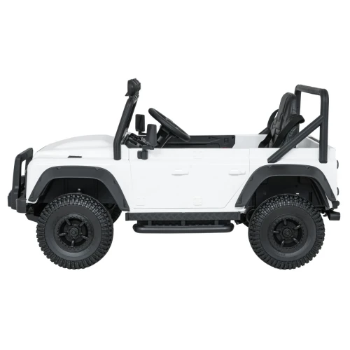Profil boczny z progami i kołami off-road – biały Land Rover Defender 110 SVX Concept, auto elektryczne dla dzieci.webp