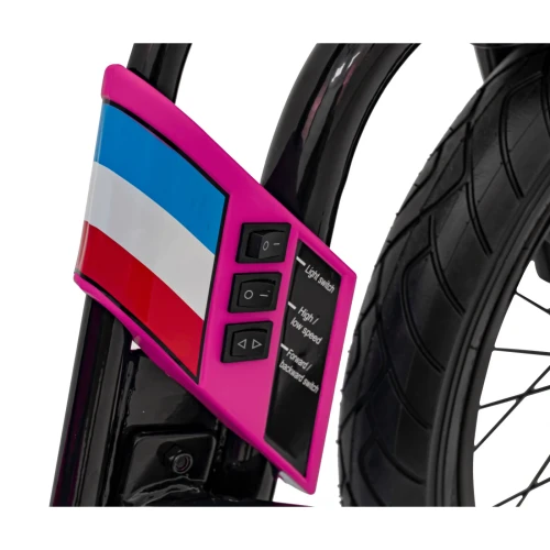 Panel sterowania z przełącznikami świateł, biegów i jazdy do przodutyłu – różowy Drift Bike 21 na akumulator dla dzieci.webp