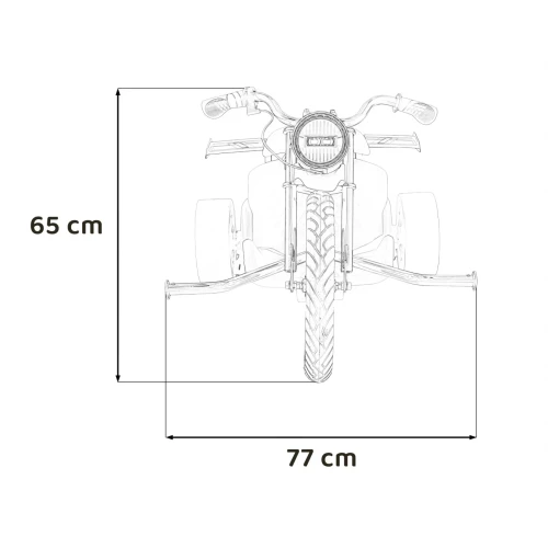 Wymiary pojazdu – wysokość 65 cm i szerokość 77 cm – różowy Drift Bike 21 na akumulator dla dzieci.webp