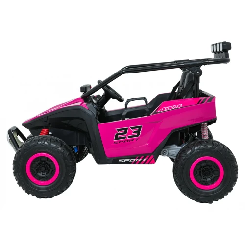 Różowe buggy Turbo 23 SPORT 4x4 z ramą ochronną i oponami terenowymi – auto elektryczne na akumulator dla dzieci.webp