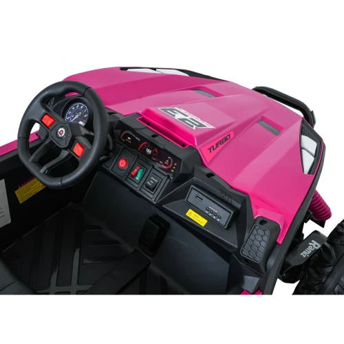 Kierownica, licznik i panel audio z portem USB – kokpit różowego buggy Turbo 23 TURBO na akumulator dla dzieci.webp