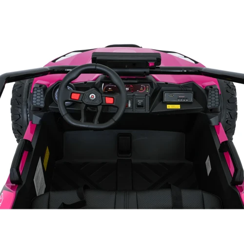 Deska rozdzielcza z ekranem, przełącznikiem FORWARDSTOPBACK i portem USB – różowe buggy Turbo 23 4x4 na akumulator dla dzieci.webp