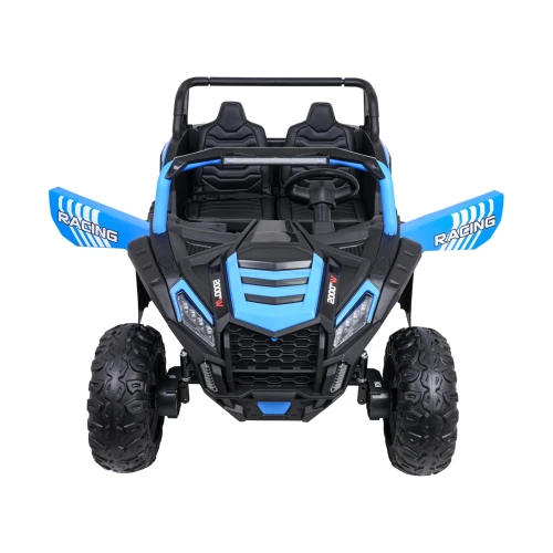 Przód z otwartymi drzwiami RACING i belką LED nad kokpitem – niebieski Buggy ATV Racing 4x4 UTV-2000 na akumulator dla dzieci.webp
