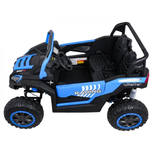 Profil z terenowymi kołami i niebieskimi felgami – niebieski Buggy ATV Racing 4x4 UTV-2000 na akumulator dla dzieci.webp