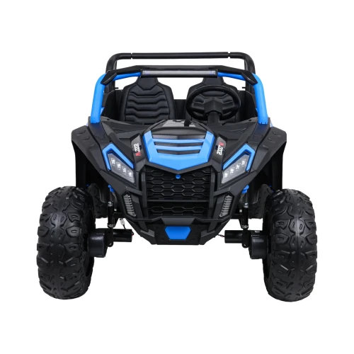 Widok z przodu z reflektorami LED i emblematem 2000W – niebieski Buggy ATV Racing 4x4 UTV-2000 na akumulator dla dzieci.webp