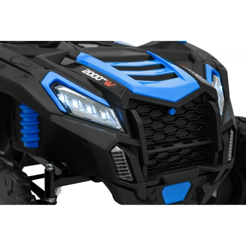 Zbliżenie reflektora LED i niebieskiego amortyzatora – niebieski Buggy ATV Racing 4x4 UTV-2000 na akumulator dla dzieci.webp