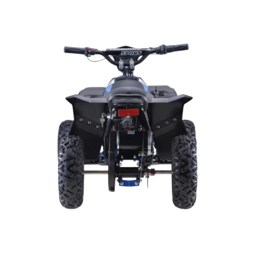 Widok z tyłu z kierownicą Minimoto Sport i szerokimi oponami terenowymi – niebieski quad E-Star na akumulator dla dzieci 35 kmh.webp