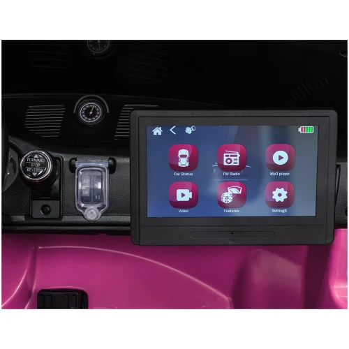 Dotykowy ekran multimedialny z radiem FM, MP3 i wideo – panel różowego Porsche 911 GT3 STRONG MP4 na akumulator dla dzieci.webp