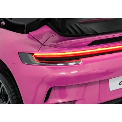 Podświetlona tylna lampa LED i tablica rejestracyjna – tył różowego Porsche 911 GT3 STRONG MP4 na akumulator dla dzieci.webp