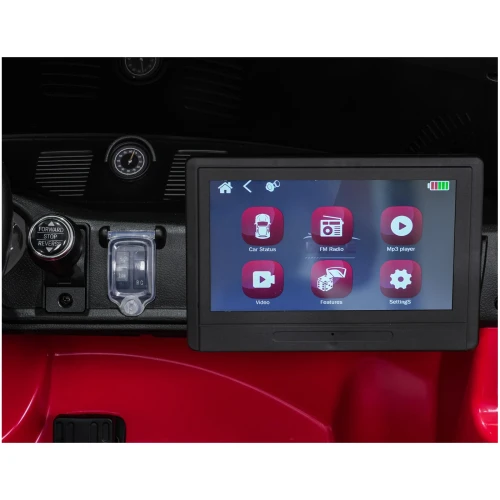 Dotykowy ekran multimedialny z radiem FM, MP3 i wideo – panel czerwonego Porsche 911 GT3 STRONG MP4 na akumulator dla dzieci.webp