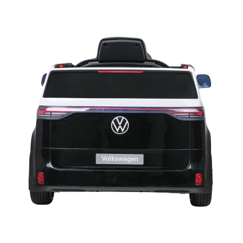 Widok z tyłu z tylnymi lampami LED i logo VW – czarny Volkswagen ID. Buzz na akumulator dla dzieci.webp