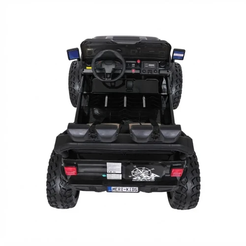 Widok z góry na wnętrze i tył z tablicą MERI-KIDS – czarny Extreme Sport 4x4, auto elektryczne na akumulator dla dzieci.webp