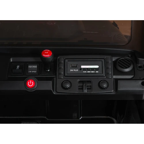 Panel sterowania z radiem 24V PLUS, portem USB i przełącznikiem HIGHLOW SPEED – deska rozdzielcza czarnego Extreme Sport 4x4 na akumulator dla dzieci.webp