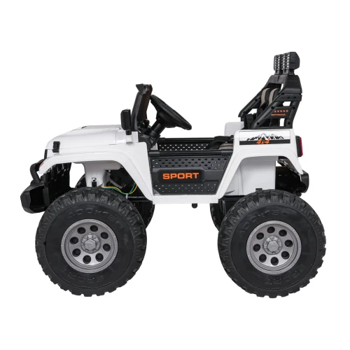 Profil boczny z progiem SPORT, naklejką 4x4 i oponami 400x150 – biały Extreme Sport 4x4, auto elektryczne dla dzieci.webp