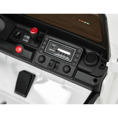 Panel sterowania z radiem 24V PLUS, portem USB i przełącznikiem HIGHLOW SPEED – deska rozdzielcza białego Extreme Sport 4x4 na akumulator dla dzieci.webp