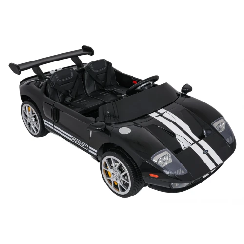 Wnętrze z dwoma fotelami i kierownicą z logo Ford GT – czarny Ford GT na akumulator dla dzieci.webp