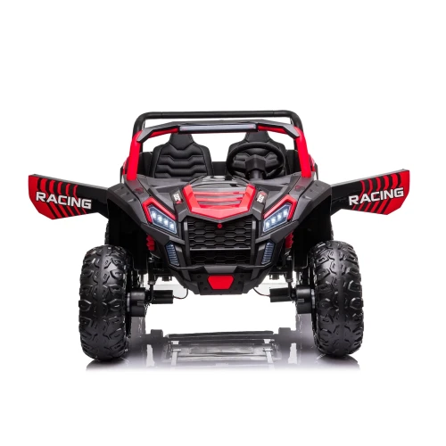 Autko na Akumulator - Buggy UTV Racing 4x4 kolor czerwony od przodu z otwartymi drzwiami.webp
