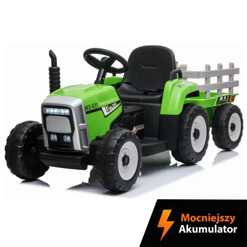 Traktor na Akumulator z Przyczepką - BLOW XMX-611, 2x45W, 12V/9Ah - Zielony - GUMIŚ
