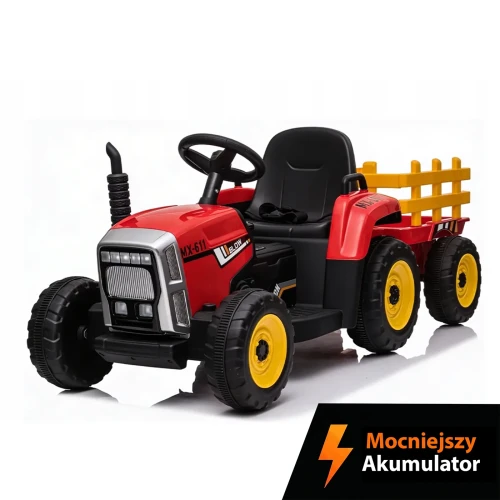 Traktor na Akumulator z Przyczepką - BLOW XMX-611, 2x45W, 12V/9Ah - Czerwony - GUMIŚ