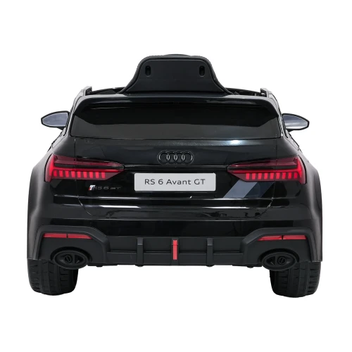 Widok z tyłu z logo Audi, lampami LED i tablicą RS 6 Avant GT – czarne Audi RS6 Avant GT na akumulator dla dzieci.webp