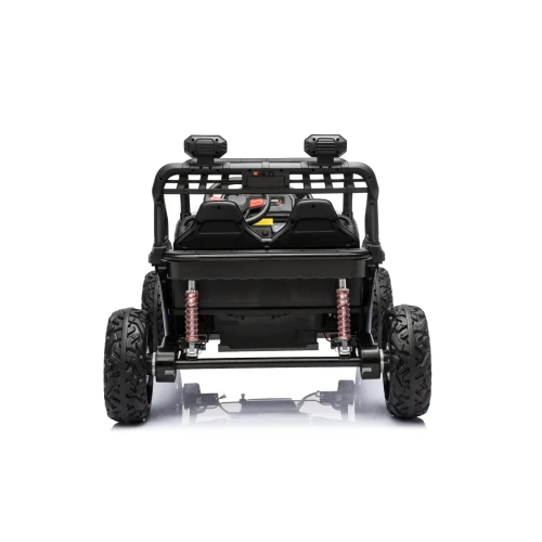 Widok z tyłu z amortyzatorami tylnej osi i lampami LED na dachu – czarny Buggy Sport Outland 4x4 na akumulator dla dzieci.webp