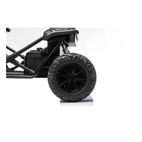 Tylne koło EVA z czarną felgą i amortyzatorem – zbliżenie różowego buggy Sport Outland 4x4, pojazd elektryczny dla dzieci.webp
