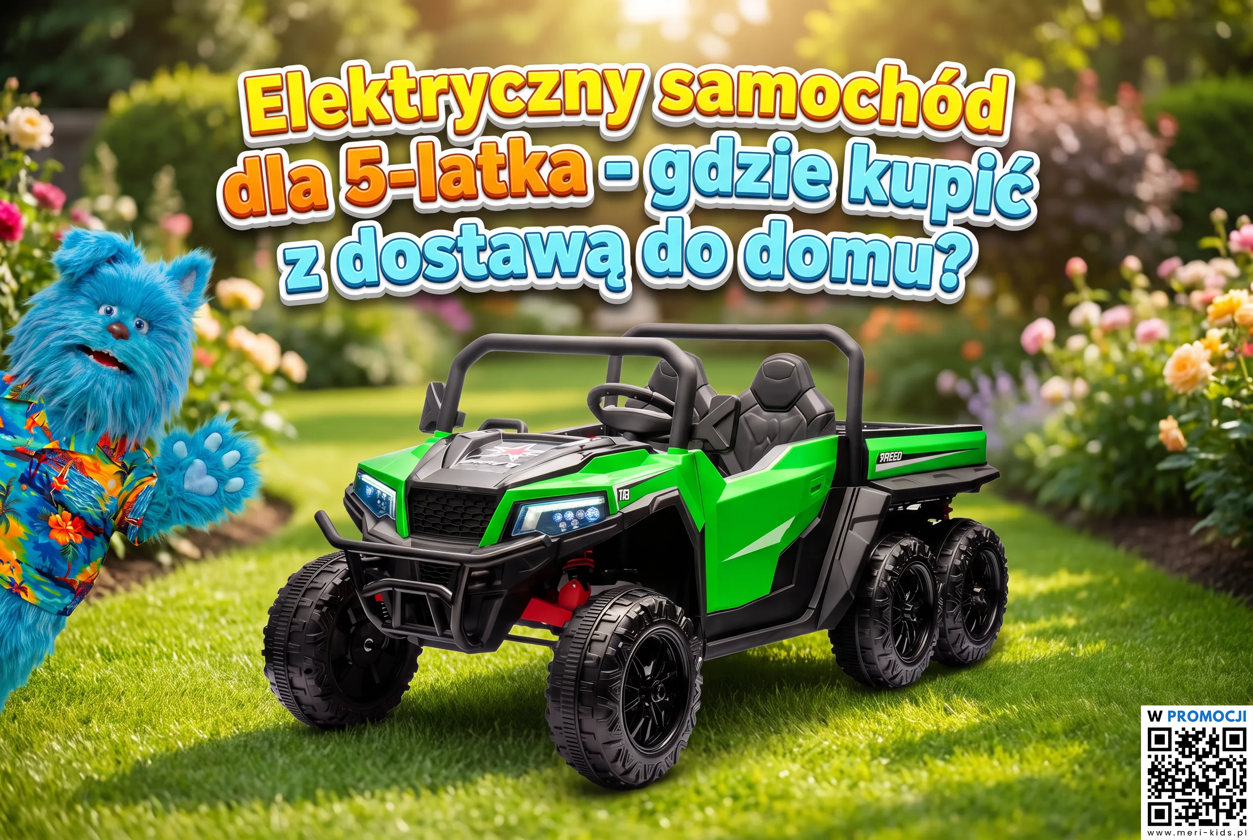 Elektryczny samochód dla 5-latka - gdzie kupić z dostawą do domu - zielone autko na akumulator z oferty Meri-Kids