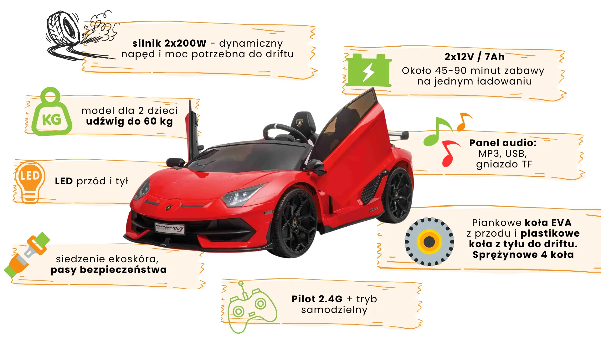 Lamborghini Aventador SVJ - funkcje pojazdu - czerwony