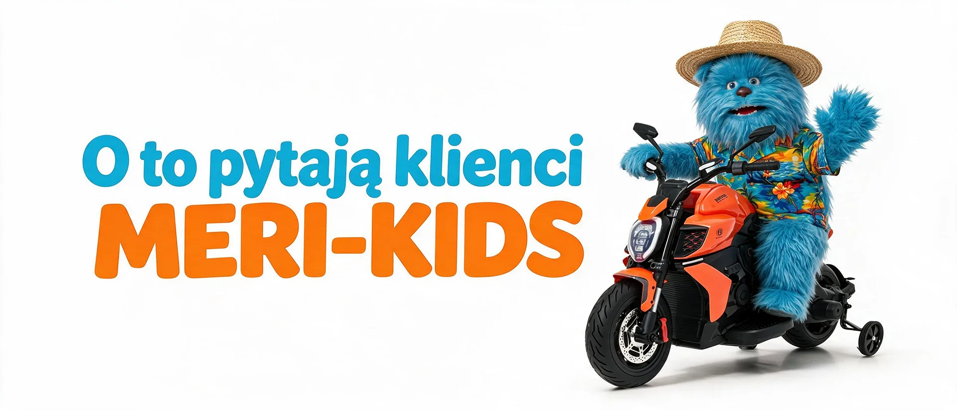 Sekcja FAQ Meri-Kids - o co pytają klienci - Merigiusz siedzi na motorku elektrycznym dla dzieci